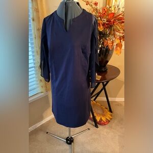 Elegant Navy Blue Women's Dress Flutter Chiffon Sleeves